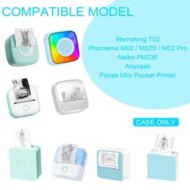 Perfcaze Portable Sticker Printer Case Compatible with Memoking T02, Phomemo M02 / M02S / M02 Pro, Nelko PM230, Anycash, Ponek Mini Pocket Printer, Label Maker Sticker Paper Storage Case