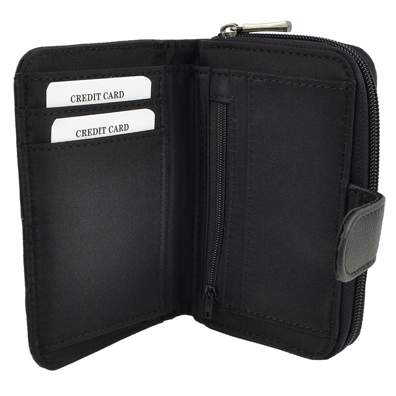 Lorenz Ladies Zip Around Purse Black