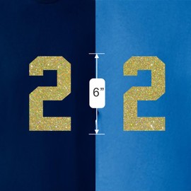 6" Metallic Shades Glitter Iron on Numbers for Clothing，Jersey Numbers，Iron on Numbers for Jersey Heat Transfer Numbers for Sports Uniform Basketball Football T-Shirt (Style A) (Gold_Confetti_2)