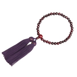 Nishitoya Buddhist Prayer Beads, Kyoto Prayer Beads, Rosewood, Glossy, 0.3 inch (8 mm) Ball, For Women, Certificate Included