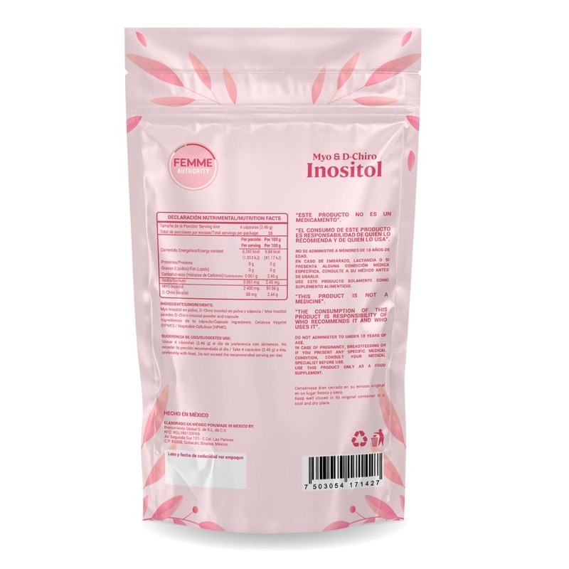 Femme Authority | Myo & D-Chiro Inositol 40:1| 220 Cápsulas