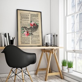 LOLUIS Medical Gifts, Stomach Floral Anatomy Upcycled Dictionary Poster Office Clinic Decor for Dr Nurse Med Students