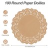 100 Pack Round Brown Kraft Paper Doilies 13.5 Inches Lace