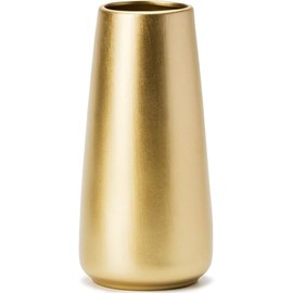 Jarrón dorado claro – Florero grande de cerámica dorada de 8 pulgadas para decoración del hogar/mesa/acento, jarrones modernos minimalistas para centros de mesa, decoración de habitación, sala de