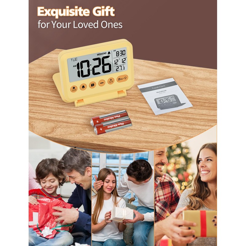 MeesMeek Digital Travel Alarm Clock - 3.54 inch LCD Display,