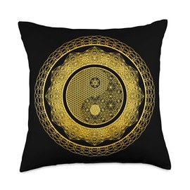 Yin Yang Sacred Geometry Metatron’s Cube Flower Of Life Art Throw Pillow