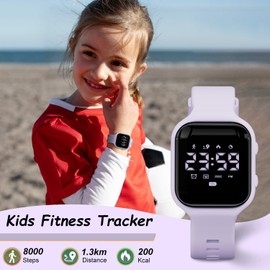 GOLDEN HOUR Kids Digital Sport Watches with Fitness Tracker, Alarm Clock, Stopwatch, No App Waterproof Birthday Gifts for Girls and Boys Ages 4-12 in Purple