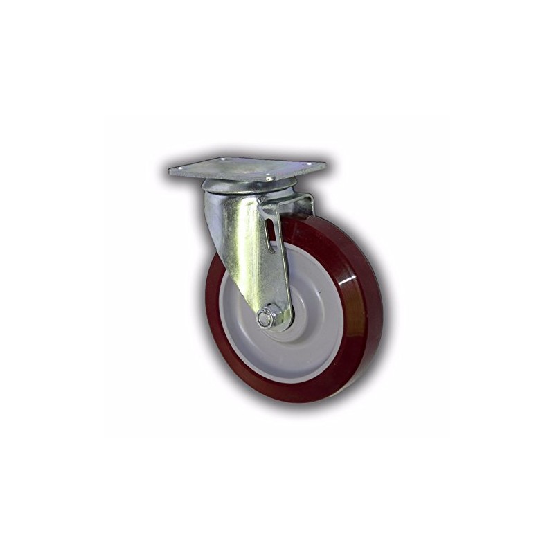 5" Swivel Plate Caster with Maroon Polyurethane Wheel 1200# (4