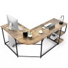 Costway Reversible L-Shaped Computer Desk Corner Study Table Workstation Rustic