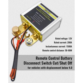 GMURA Kill Switch for Car, 12V 500A Remote Battery Disconnect Switch, Car Battery Kill Switch Anti Theft, Automatic Cut/Shut Off Switch for Car RV Truck with 4.0L and Below Displacement