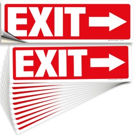 iSYFIX Exit Signs Stickers 12 Pack 12x4 Inch - Laminated Premium Vinyl Directional Right Arrow Signs for Buildings, Office, Workplace, Stores, Schools, Theaters, Parking, Restaurants, Factories