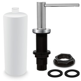 Soap Dispenser for Kitchen Sink, Chrome Metpure Stainless Steel Countertop Pump with Below Counter Built in Refillable 17oz. Bottle for Soap/Lotion, SD39-1-CHR