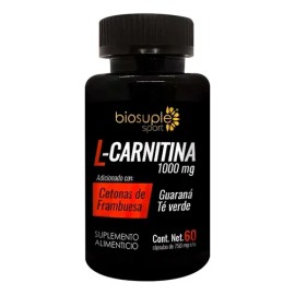 L-carnitina Guarana Biosuple Quemador De Grasa 60 Caps 750mg                                                                                          