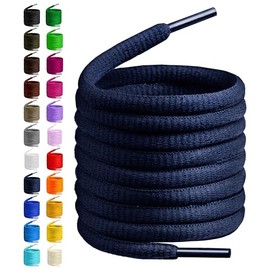 BIRCH's Oval Shoelaces 27 Colors Half Round 1/4" Shoe Laces 4 Different Lengths (37" (94cm) - M, Navy)