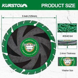 Diamond Blade for All Purpose - KURSTOL 125mm X 22.23/15.875mm Metal Cutting Disc for Granite,Marble,Stone,Stainless Steel,Concrete,Masonry,Glass,Plastic,Iron,Rebar