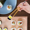 5 Pairs Natural Reusable Bamboo Chopsticks with Fortune Cat Print,