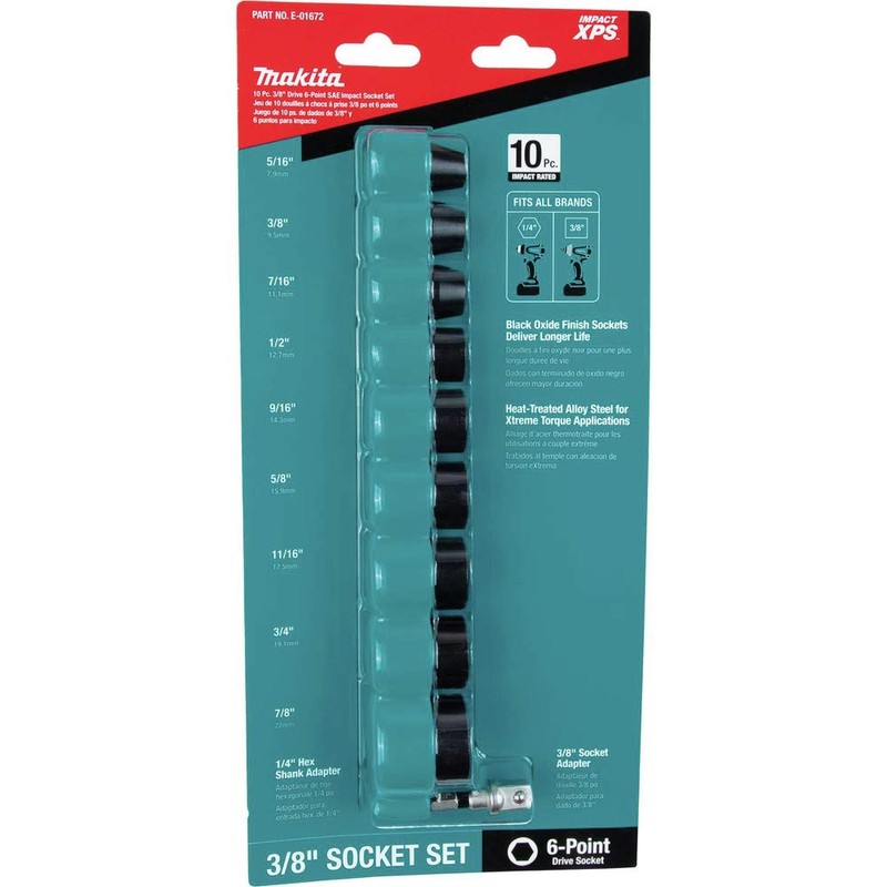 Makita E-01672 Impact XPS® 10 Pc. 3/8" Drive 6-Point SAE