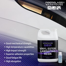 Vinyl Ester Resin- Gallon w/Catalyst- Corrosion-Resistant, High-Impact Strength, High-Temp Capabilities, Superior Adhesion