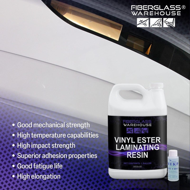Vinyl Ester Resin- Gallon w/Catalyst- Corrosion-Resistant, High-Impact Strength, High-Temp Capabilities,