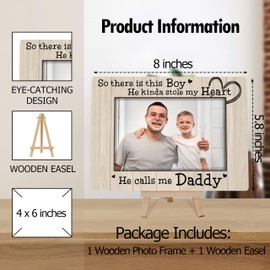 Cazhes Daddy & Son Picture Frame, Daddy & Son Gifts, Fathers Day & Birthday Gifts, Best Dad Ever Decor, Wood 4x6 Picture Frames for Desk Display - F12