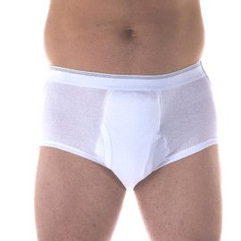 1-Pack Men's Maximum Absorbency Washable Reusable Bladder Control Briefs White 5X (Waist 54-56)