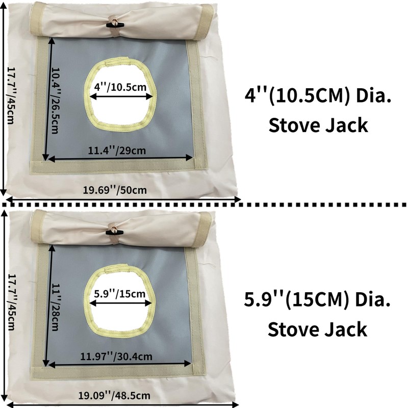 DANCHEL OUTDOOR Canvas Stove Jack with Flap for Dia. 5.85"