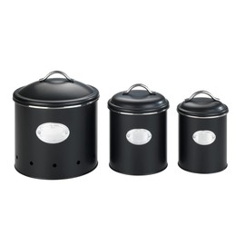 WENKO storage container Nero, airtight container, waterproof, made of lacquered metal, black, Black , 1,6 l