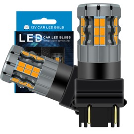 Zyvirexa 3157 LED Turn Signal Bulbs Compatible For Ford Explorer 1991-2019 (Front) & 1991-1994, 2001-2010 (Rear), 3357 3457 375 Bulb, Amber Yellow, Plug and Play, Pack of 2