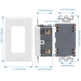 Baomain 15 Amp Blank Face GFCI with Wallplate Receptacle with Indicator Light, UL&CUL Listed 2PCS