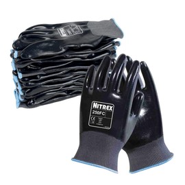 Nitrex 250FC Work Gloves - General Handling Safety Gloves - Resistant to Abrasions, Cuts, Tears, and Punctures - Full Nitrile Coating for Mechanical and Industrial Protection - 10 Pairs - Size 9