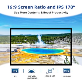 HAMTYSAN 10.1 Inch Raspberry Pi Screen 1024x600 HDMI Monitor IPS Screen Display Secondary Monitor Extend Monitor for Raspberry Pi 5/4/3/2/Zero/B/B+ Win11/10/8/7, (Non-Touch), Driver Free