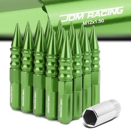 60mm Aluminum M12 x 1.5 6-Point 20mm OD Green 20 Lug Nuts with 63mm Caps Set Adapter, Green