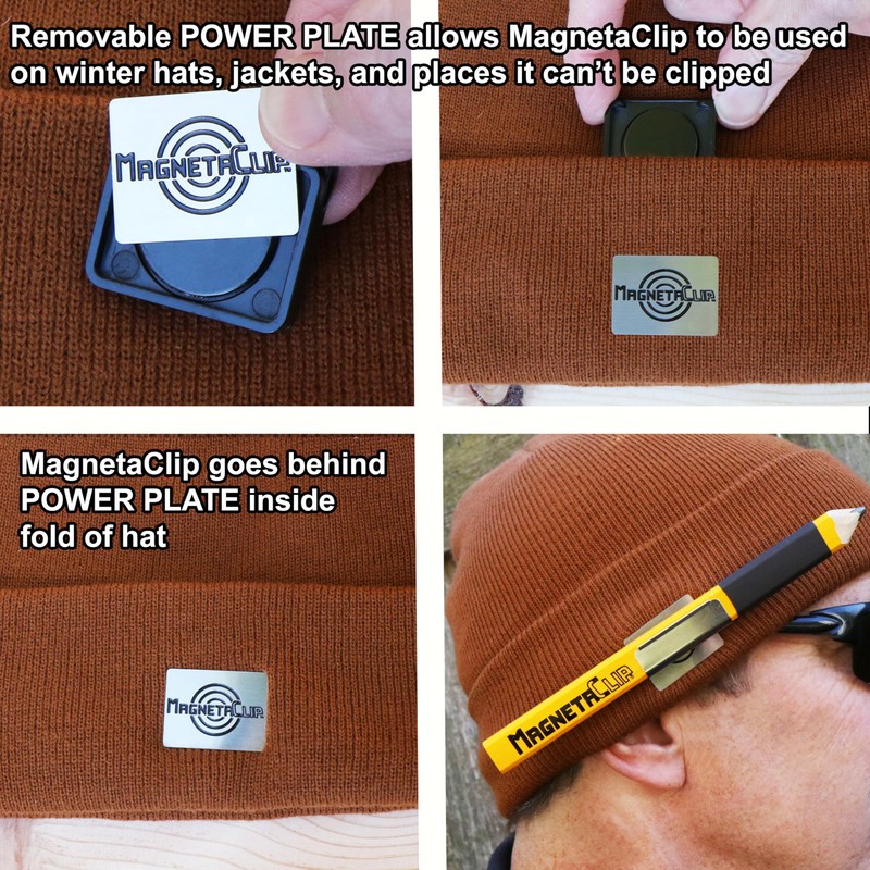 Magnetic Carpenter Pencil Holder With Strong Clip for Hat, Pocket,