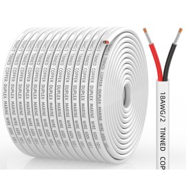 CONEPY 18 Gauge Marine Wire, 18/2 Duplex Marine Grade Cable, IP68 Waterproof/Oxygen-Free Tinned Copper Stranded PVC 18 AWG Wire for Boat, Automotive, RV, Solar, LED Strips (200FT/60.9M)