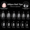 AddFavor 600pcs Short Almond Nail Tips, Soft Gel X Nail