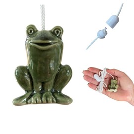 Ceramic Green Frog Light Pull with Cord & Connector - Novelty Handle for Bathroom Lights, Fans and Blinds