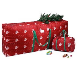 YikuStyle Christmas Tree Storage Bag Fits up to 9ft Disassembled Tree, Waterproof Large Holiday Xmas Artificial Tree Bags 7.5, XL Heavy Duty Assembled Tree Duffel Bag with 1 Ornament Storage Bag(Red)