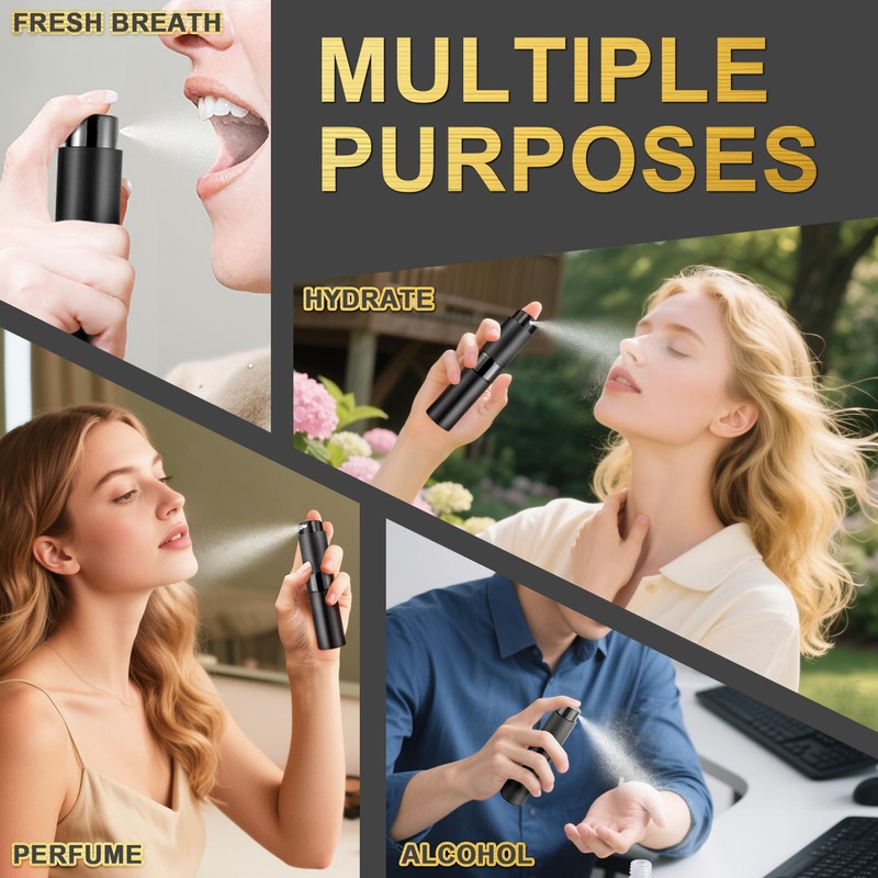 8ML Refillable Perfume Spray Bottles - Travel Atomizer Set with