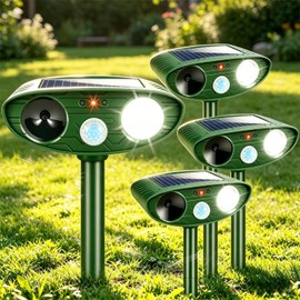 Sonic Fortress Pro Deer Repellent Devices,Sonic Deer Repeller Cat Deterrent Solar Squirrel Rabbit Racoon Repellent Outdoor Ultrasonic Animal Repeller Waterproof with Motion Sensor for Yard Garden
