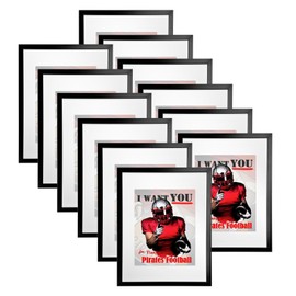 SENONAPO 12 Pcs Sports Magazine Frame for Wall Hanging, Display Frame Fits Magazines 8.5 x 11.25 Inch with Installed Hangers and Plastic Core Matting (Black)