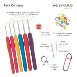 Milward Crochet Accessories, Assorted, 2 x 10 x 19.5cm