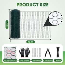 Chicken Wire for Floral Arrangements, 16x197in Chicken Wire Fencing, Green