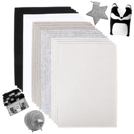 Stiff Felt Fabric Sheets for Kids: LOTOFUN 20PCS 8x12 Inch Black White Grey Assorted Colors - Non-Woven Acrylic Fabric Sheet for Crafts Sewing Quilting Project Patchwork