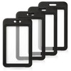 4-Pack Double-Sided Vertical ID Badge Holders – Black Hard Plastic