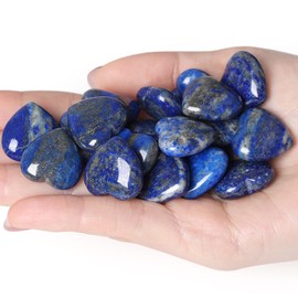 XIANNVXI 10 Pcs Lapis Lazuli Crystals Heart Natural Lapis Lazuli Crystals Gemstones Set Polished Love Palm Pocket Stones Reiki Crystal Beginners Gifts