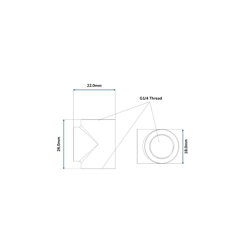 Bykski G 1/4in. Triple Female 90 Degree T Adapter Fitting