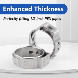 MGYOO 1/2 inch Pex Clamps 250pcs Pex Crimp Rings Single Ear Hose Clamps Stainless Steel Pex Fittings Cinch Clamp Ring for PEX Pipe Tubing