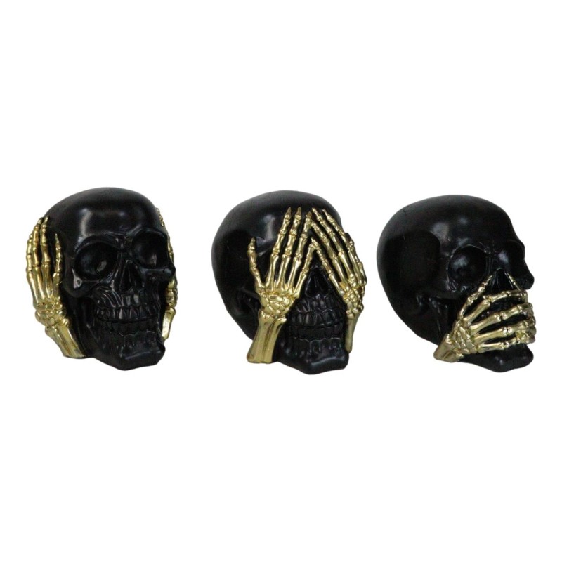 Set Of 3 Gothic Black See Hear Speak No Evil