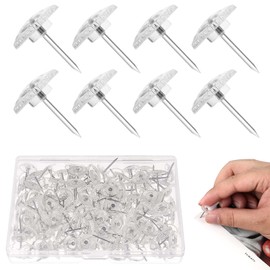 Push Tacks 100 Pieces Decorative Nails, Stylish, Invisible Push Tacks Gear Shape, Durable, Easy to Fix, Can be Used for Securing Paper or Cardboard, Decoration on Photo Walls, Plastic Box Included