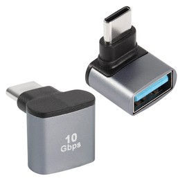 QIANRENON 90°Angle USB C to USB 3.1 OTG Adapter 10Gbps Type C Male to USB 3.1 Female Right Angle Coupler USB 3.2 Gen 2 Data Transfer Connector 100W for Smartphone Tablet, 2 Pcs